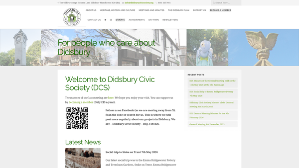 Screenshot of the Didsbury Civic Society website