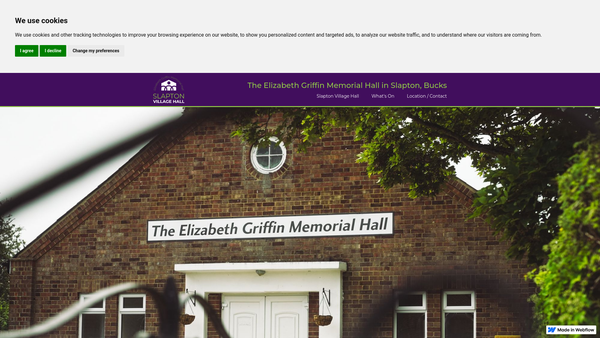 Screenshot of the The Elizabeth Griffin Memorial Hall Committee website