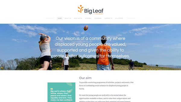 Screenshot of the Big Leaf Foundation website