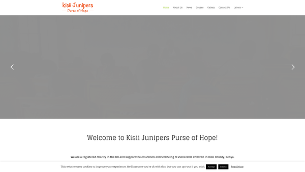 Screenshot of the Kisii Junipers Purse Of Hope website