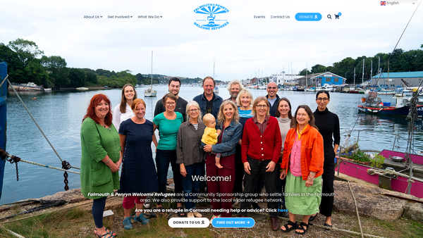 Screenshot of the Falmouth And Penryn Welcome Refugee Families website