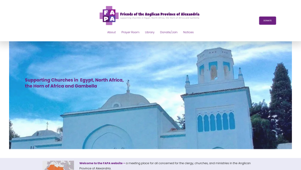 Screenshot of the Friends of the Anglican Province of Alexandria website