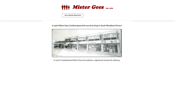Screenshot of the Mister Gees Foundation website