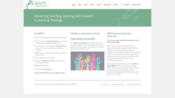 Screenshot of the Biapt (British And Irish Association For Practical Theology) website