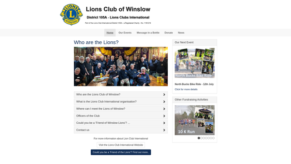 Screenshot of the Lions Club Of Winslow website