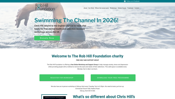 Screenshot of the The Rob Hill Foundation website