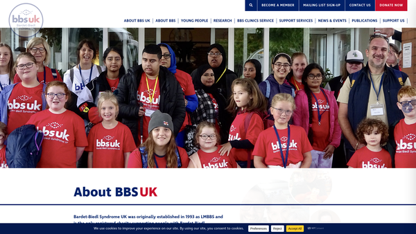 Screenshot of the Bardet-Biedl Syndrome UK (Bbs UK) website
