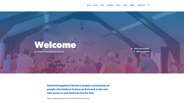 Screenshot of the Solent Evangelical Church website
