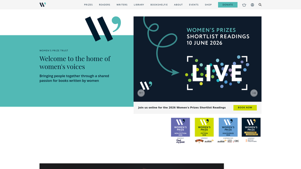 Screenshot of the Women's Prize Trust website