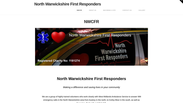 Screenshot of the North Warwickshire First Responders website