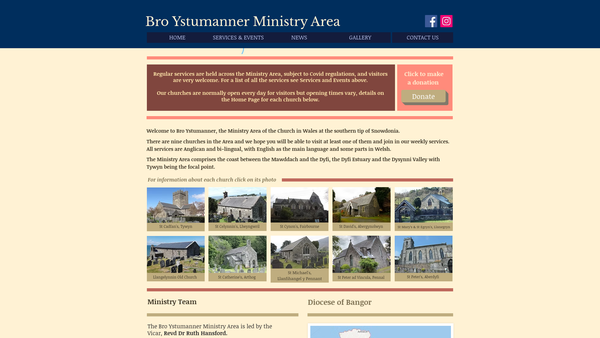 Screenshot of the Ardal Weinidogaeth Bro Ystumanner Ministry Area website