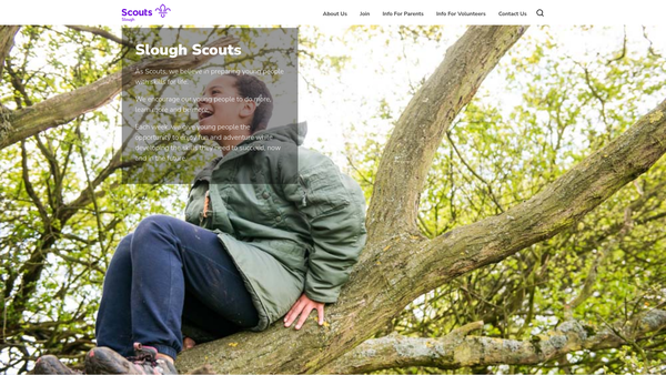 Screenshot of the Slough Scout District website