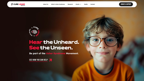 Screenshot of the Cure Usher Syndrome website