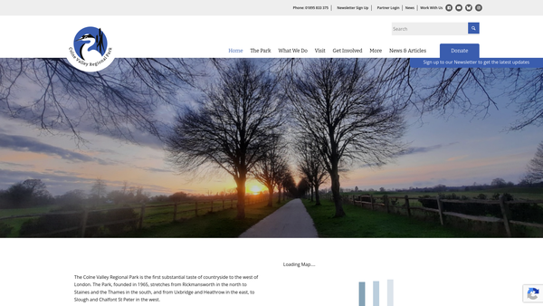 Screenshot of the The Colne Valley Park Trust website