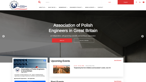 Screenshot of the Association Of Polish Engineers In Great Britain website
