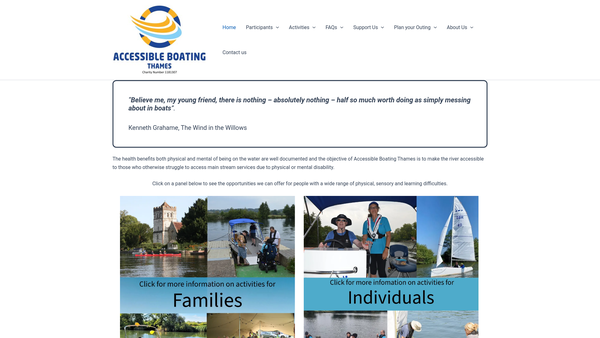 Screenshot of the Accessible Boating Thames website