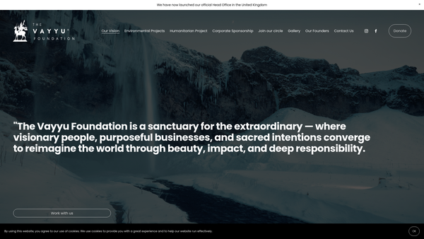 Screenshot of the The Vayyu Foundation website