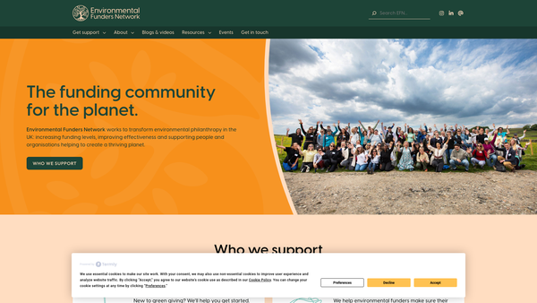 Screenshot of the Environmental Funders Network website