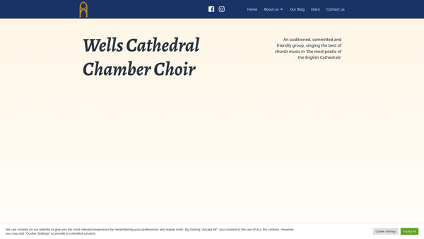 Screenshot of the Wells Cathedral Chamber Choir website