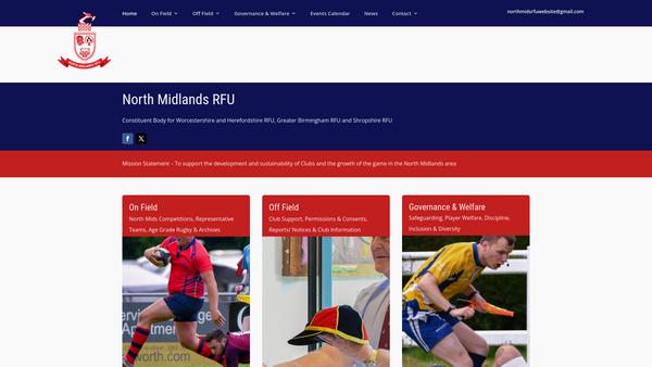 Screenshot of the North Midlands Rfu Injured Players' Foundation website