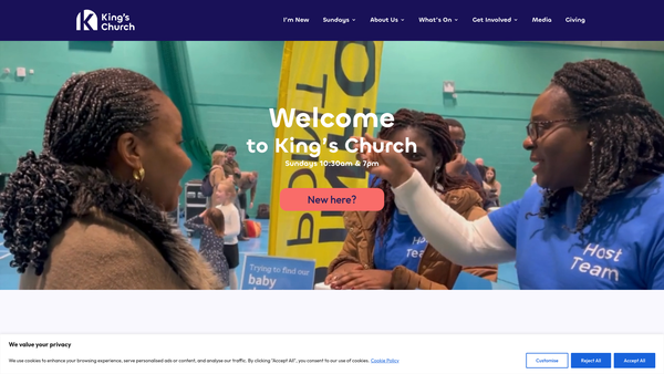 Screenshot of the King's Church Birmingham website