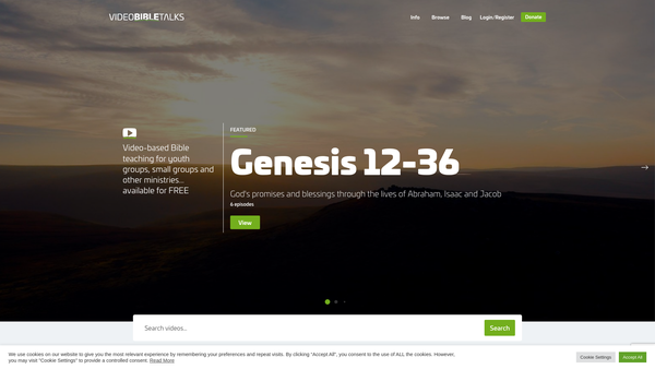 Screenshot of the Video Bible Talks website