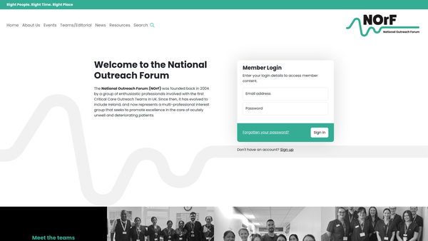 Screenshot of the National Outreach Forum website