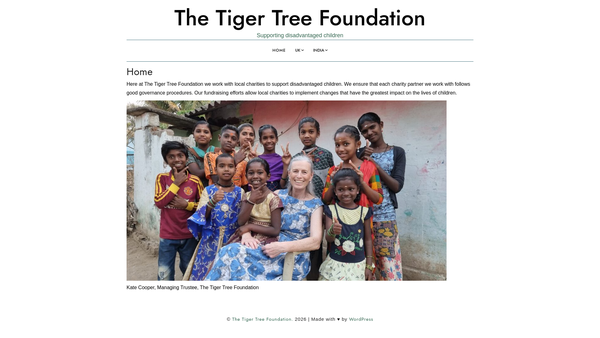 Screenshot of the The Tiger Tree Foundation website