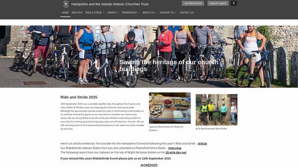 Screenshot of the Hampshire And The Islands Historic Churches Trust website