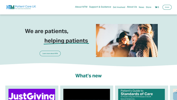 Screenshot of the Ntm Patient Care UK website
