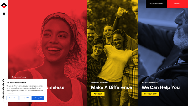 Screenshot of the Help Bristol's Homeless Charity website