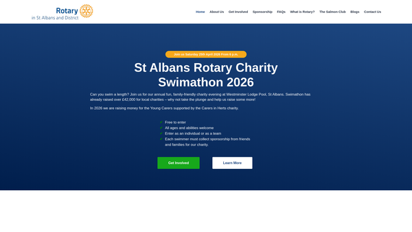 Screenshot of the Rotary In St Albans And District Swimathon website
