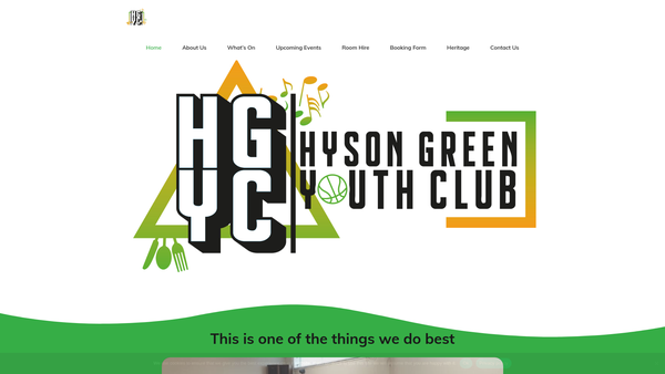 Screenshot of the Hyson Green Youth Club website