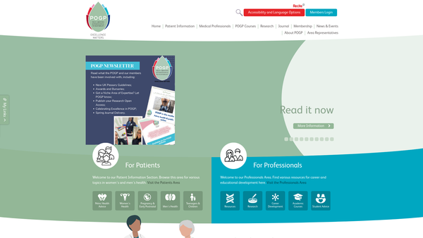 Screenshot of the Pelvic, Obstetric And Gynaecological Physiotherapy (Pogp) website
