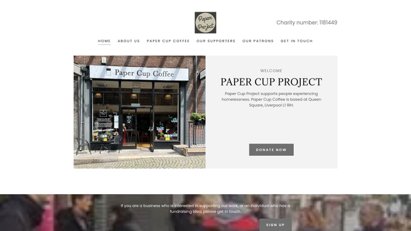 Screenshot of the Paper Cup Project website
