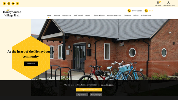 Screenshot of the Honeybourne Village Hall website