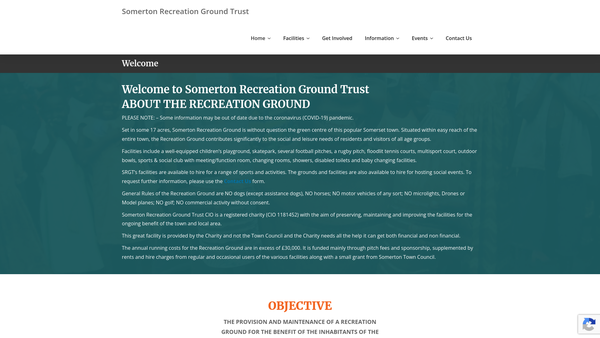 Screenshot of the Somerton Recreation Ground Trust website