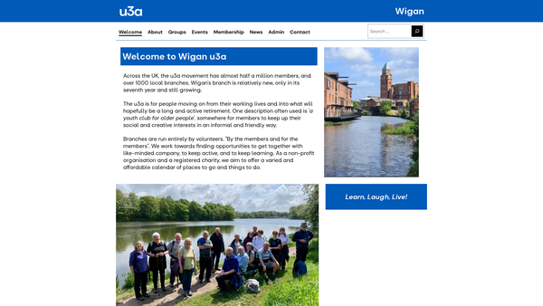 Screenshot of the Wigan U3A website