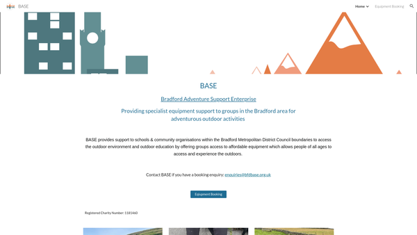 Screenshot of the Bradford Adventure Support Enterprise website