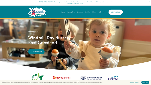 Screenshot of the Windmill Day Nursery website