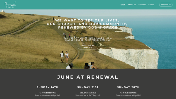 Screenshot of the Renewal Church Whitfield website
