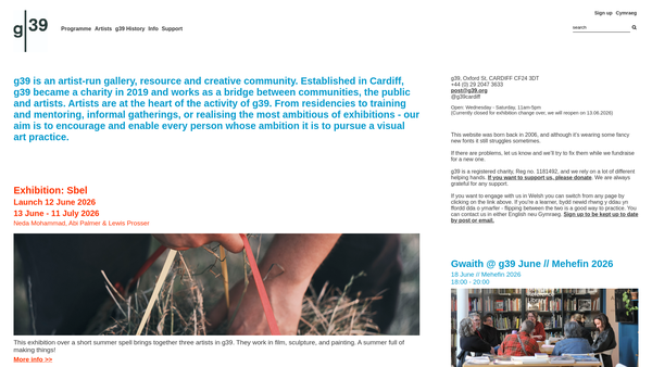 Screenshot of the G39 website