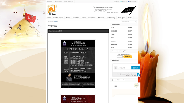 Screenshot of the Al-Noor Institute website