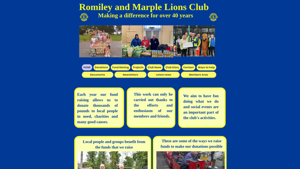 Screenshot of the Romiley And Marple Lions Club (CIO) website