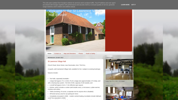 Screenshot of the St Lawrence Village Hall website