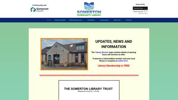 Screenshot of the The Somerton Library Trust website