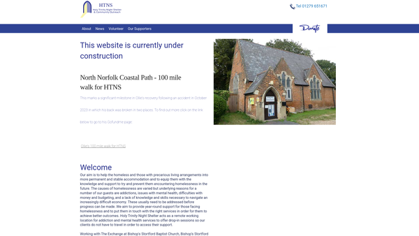 Screenshot of the Holy Trinity Night Shelter & Community Outreach website