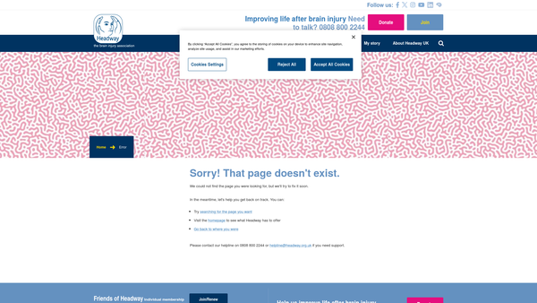 Screenshot of the Headway Forces Support Group website
