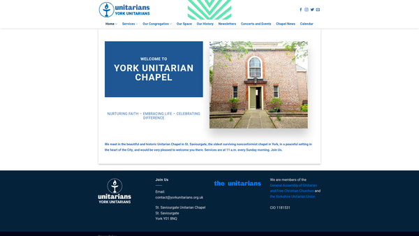Screenshot of the York Unitarians CIO website