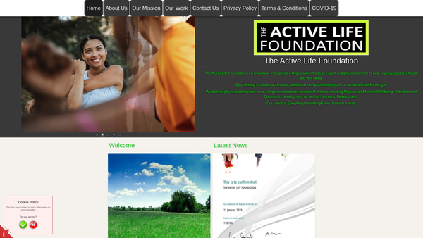 Screenshot of the The Active Life Foundation website